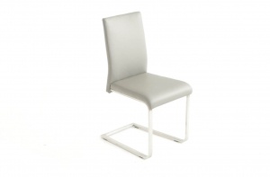 Havel Stainless Steel Gray Leather Dining Chair, Nordholtz