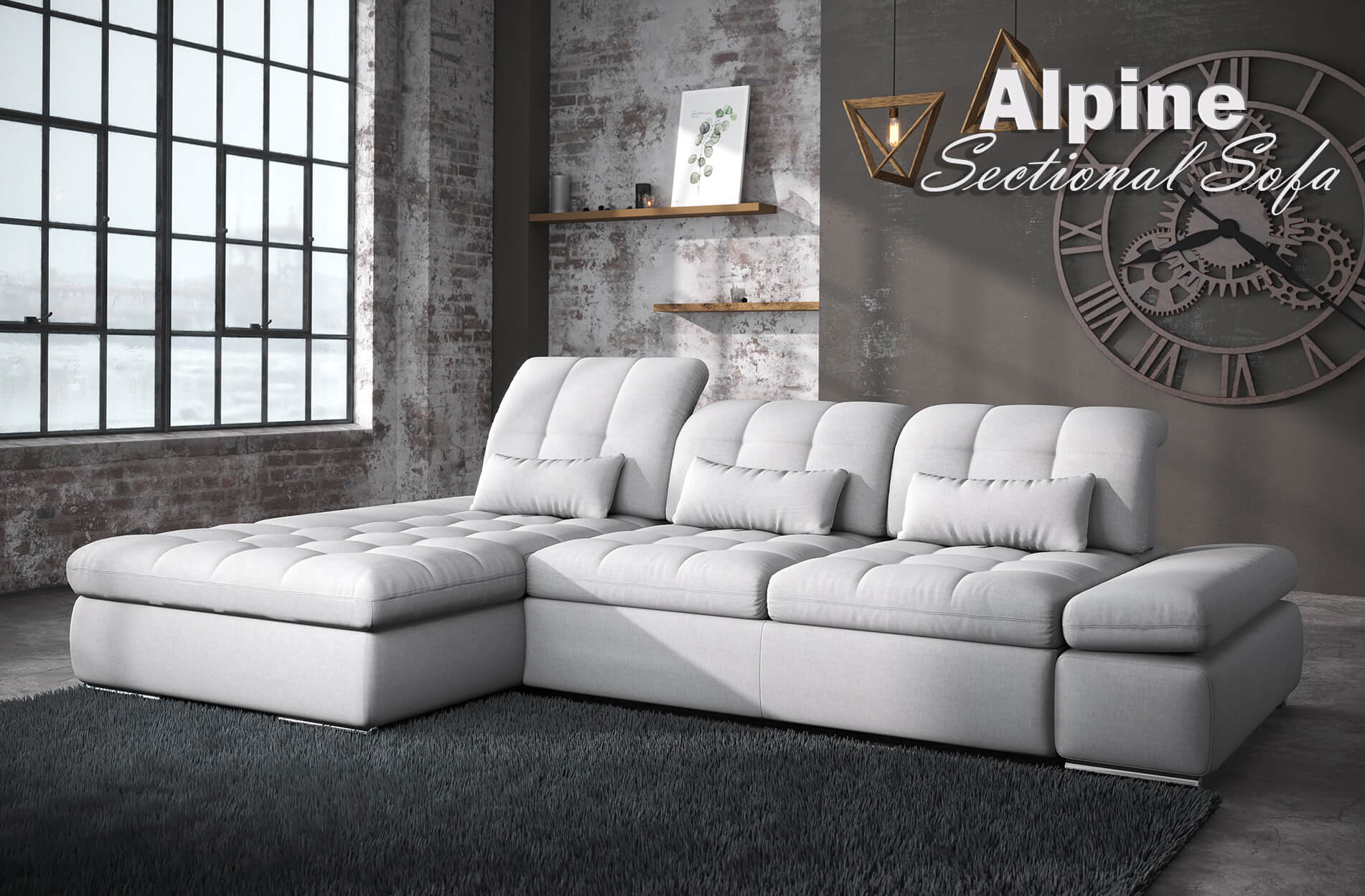 Alpine Sectional Sofa Bed and Storage, Cheap
