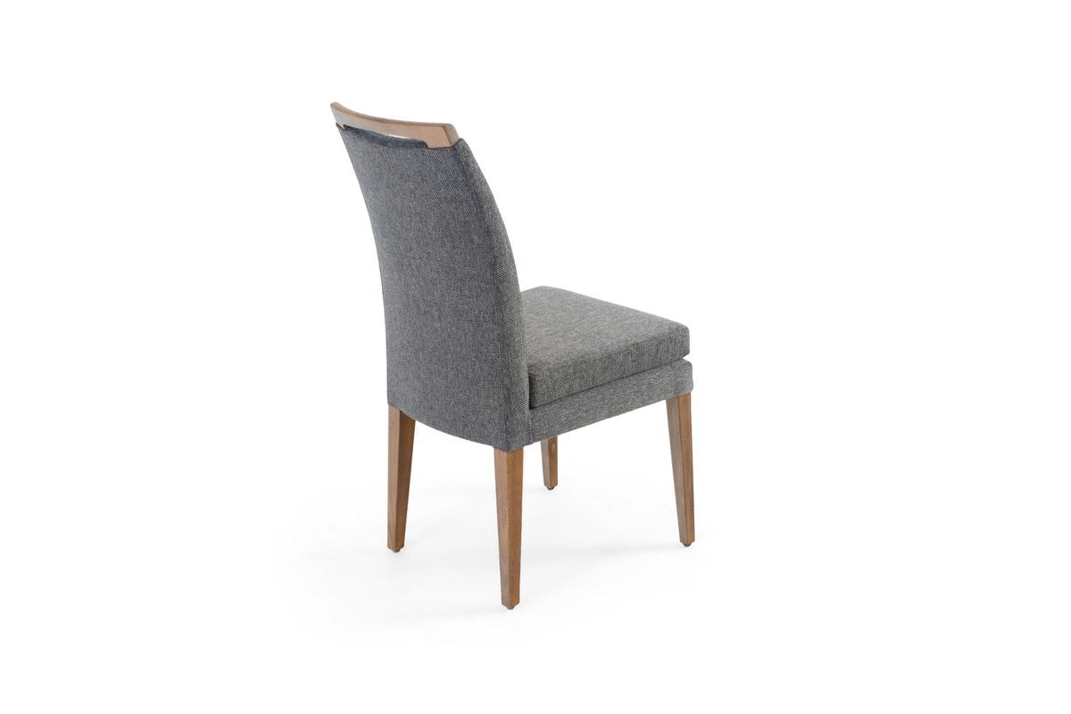 Elke Walnut Blue Brown Fabric Chair, Cheap