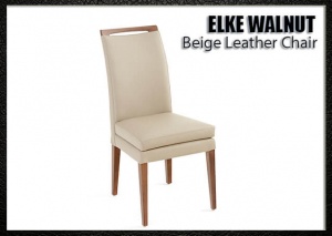 Elke-walnut-beige-leather-chair, Cheap