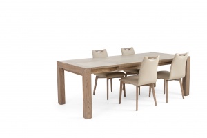 Rhine Ash Gray Table with Ritz Beige Leather Chairs, In New Jersey