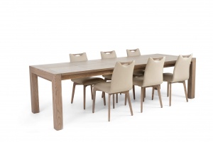 Rhine Ash Gray Table with Ritz Beige Leather Chairs, Online Store