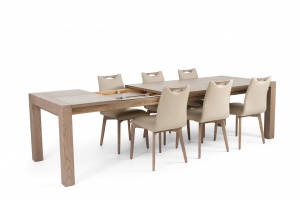 Rhine Ash Gray Table with Ritz Beige Leather Chairs - photo №6