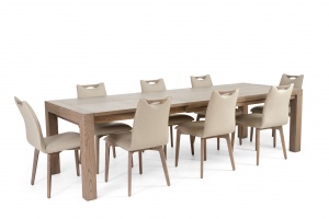 Rhine Ash Gray Table with Ritz Beige Leather Chairs - photo №8