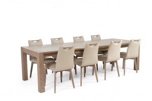 Rhine Ash Gray Table with Ritz Beige Leather Chairs - photo №9