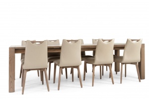 Rhine Ash Gray Table with Ritz Beige Leather Chairs - photo №10