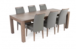 Rhine Ash Gray Table with Elke Leather Chairs, Online Store