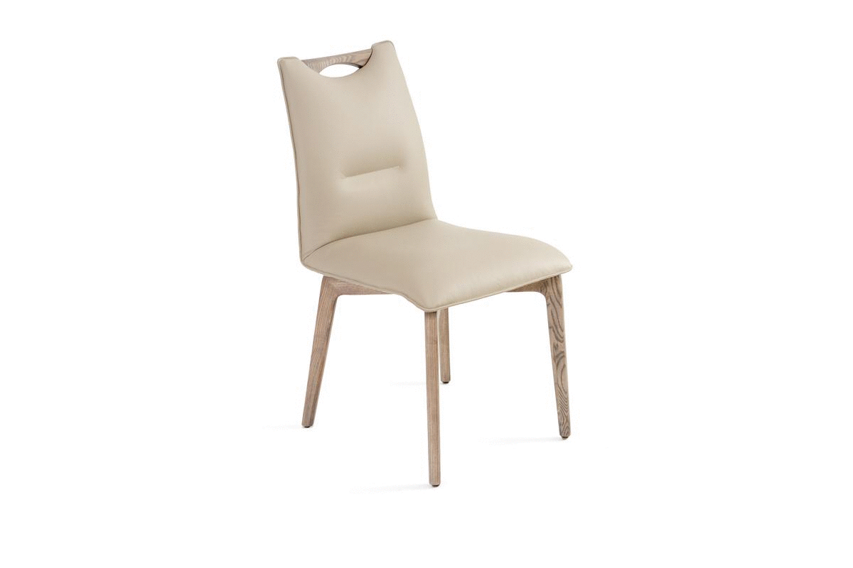 Ritz Ash Grey Beige Leather Chair, Cheap