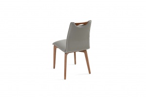 Ritz Walnut Grey Leather Chair, Nordholtz