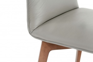 Ritz Walnut Grey Leather Chair, Online Store