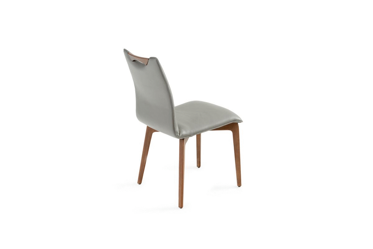 Ritz Walnut Grey Leather Chair, Cheap