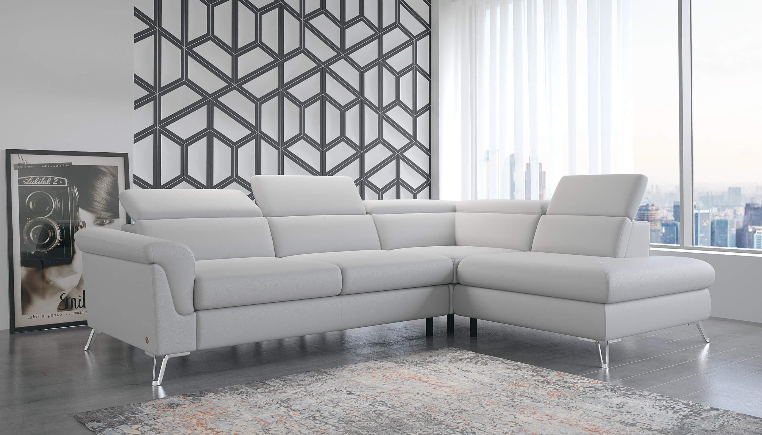 berlin grey italian leather sofa