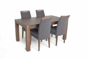 Rhine Walnut Table with Elke fabric chairs, In New Jersey