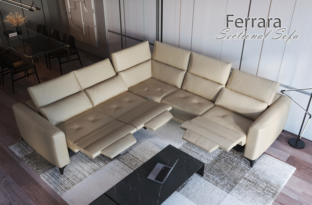 Ferrara Leather Sectional Sofa, Cheap