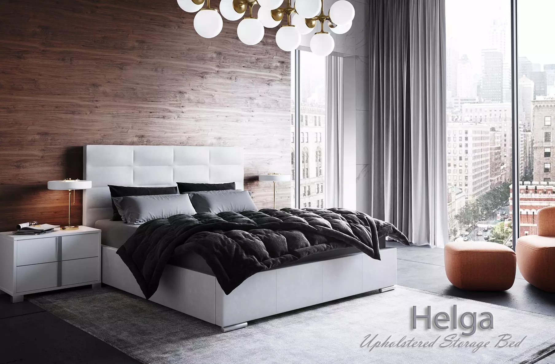 Helga Upholstered Bed, Cheap